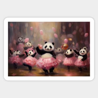 Panda Prima Ballerinas: Graceful Recital in Pink Tutus Sticker